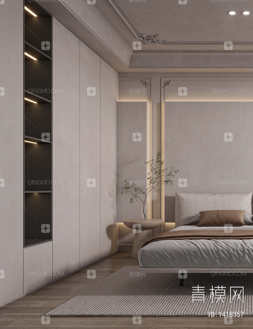 【卧室3D模型】-VR侘寂有灯光有贴图MAX2016卧室3d模型下载-ID1418357-免费3Dmax模型库 - 青模3d模型网