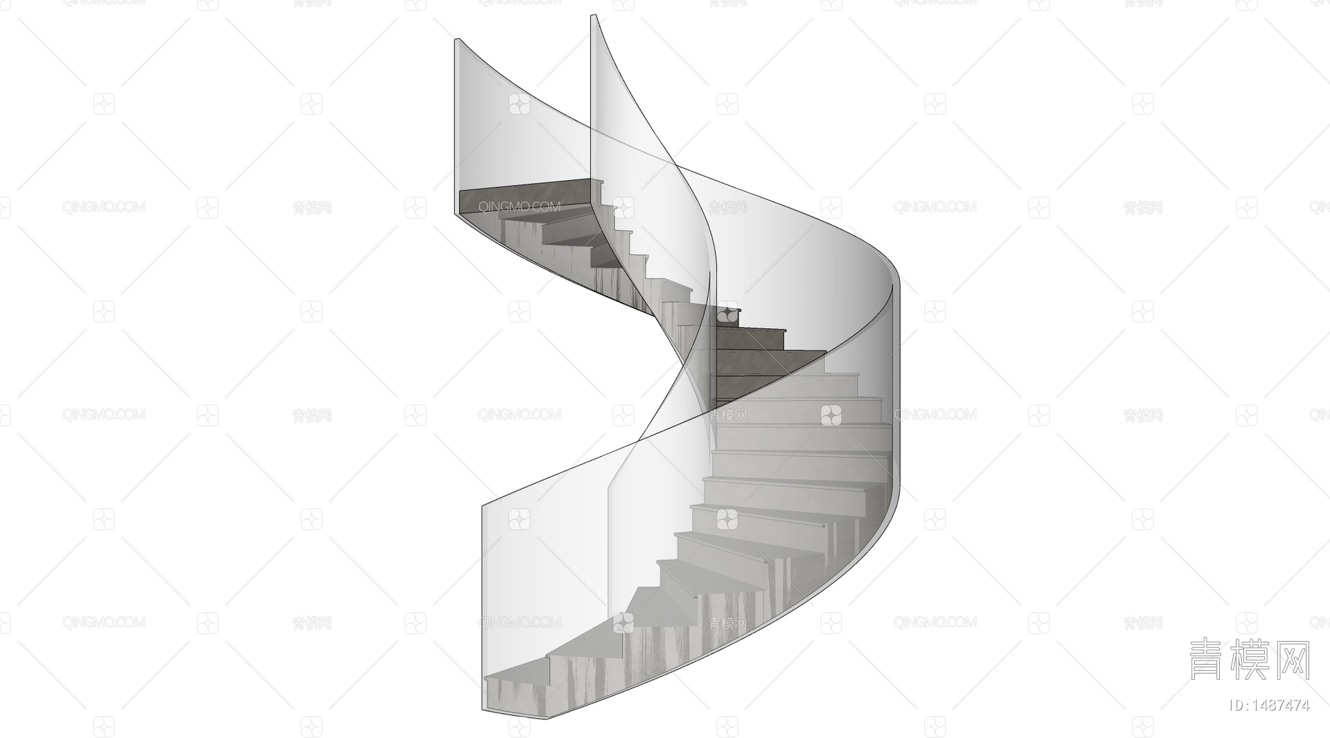 现代旋转楼梯 金属楼梯 | 铅笔汇-高品质SU模型交流分享平台