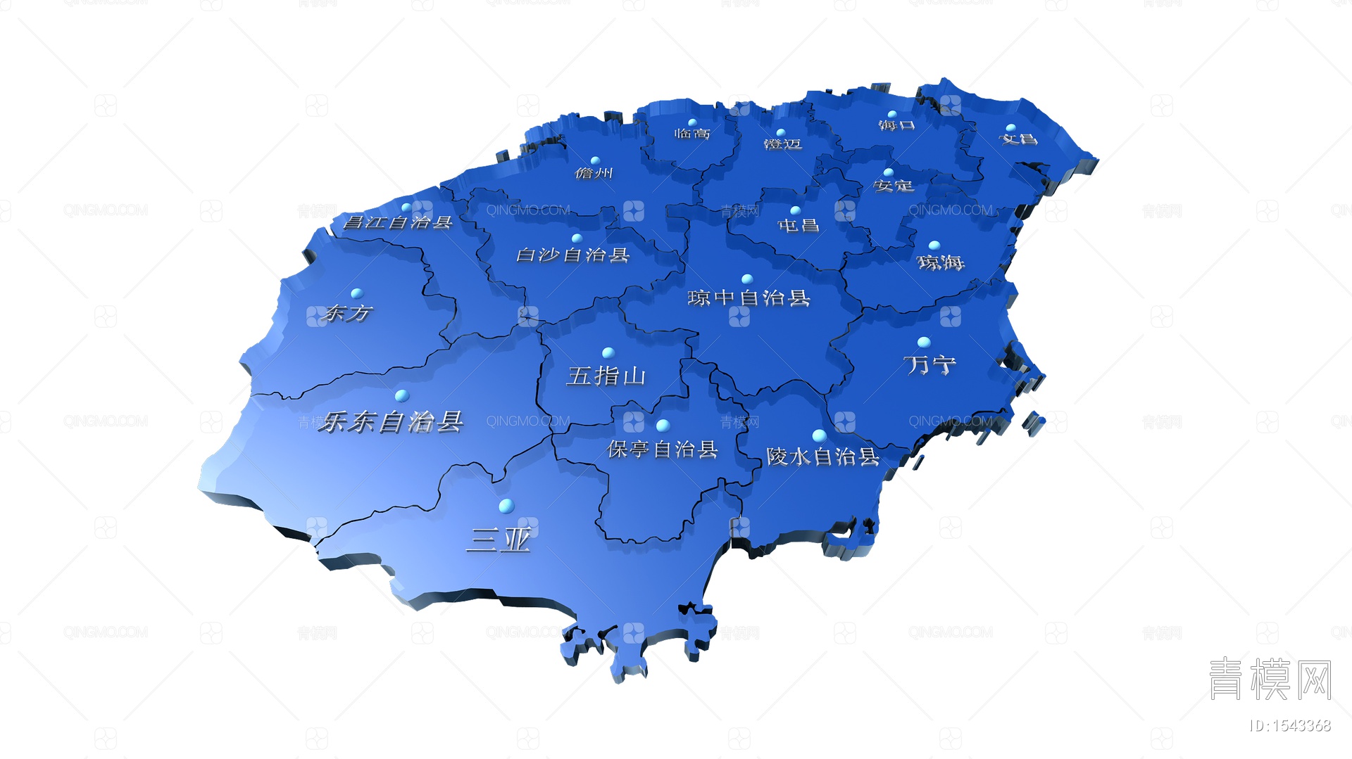【海南地图3D模型】-现代VR有灯光有贴图MAX2016海南地图3d模型下载-ID1543368-免费3Dmax模型库 - 青模3d模型网