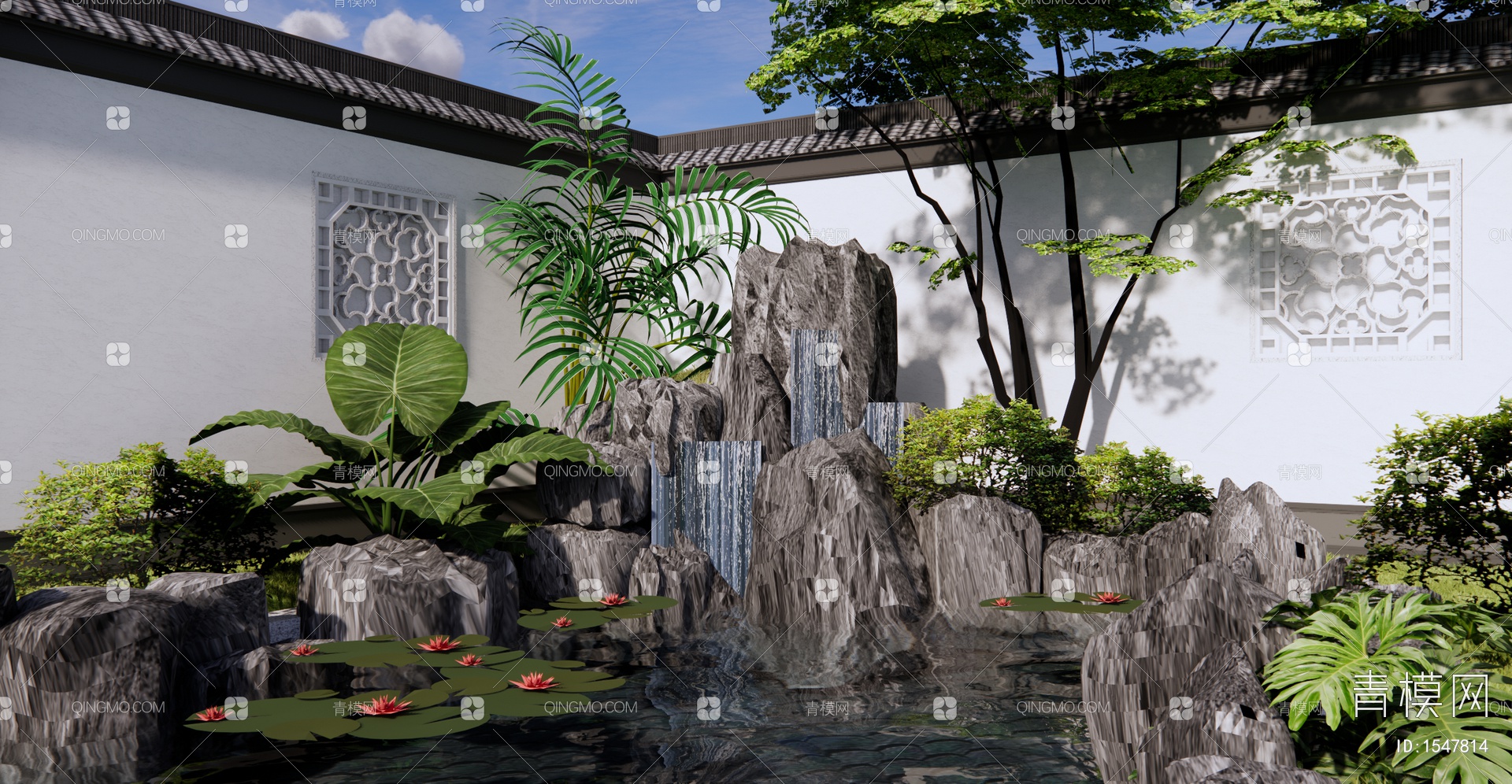 别墅园林假山鱼池 – 设计本装修效果图