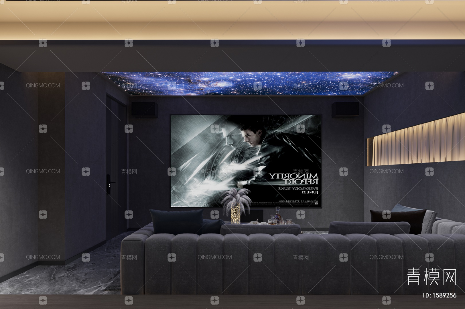 【影音室3D模型】-现代CR有灯光有贴图MAX2016影音室3d模型下载-ID1589256-免费3Dmax模型库 - 青模3d模型网