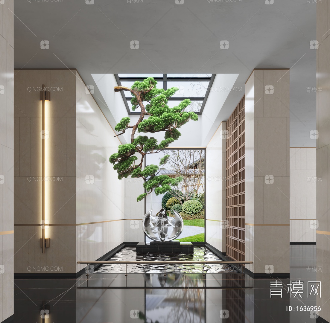【室内景观造景3D模型】-现代VR有灯光有贴图MAX2016室内景观造景3d模型下载-ID1636956-免费3Dmax模型库 - 青模3d模型网