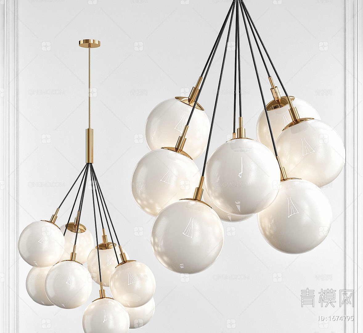 【球形吊灯3D模型】-现代VR有灯光无贴图MAX2016球形吊灯3d模型下载-ID1674795-免费3Dmax模型库 - 青模3d模型网