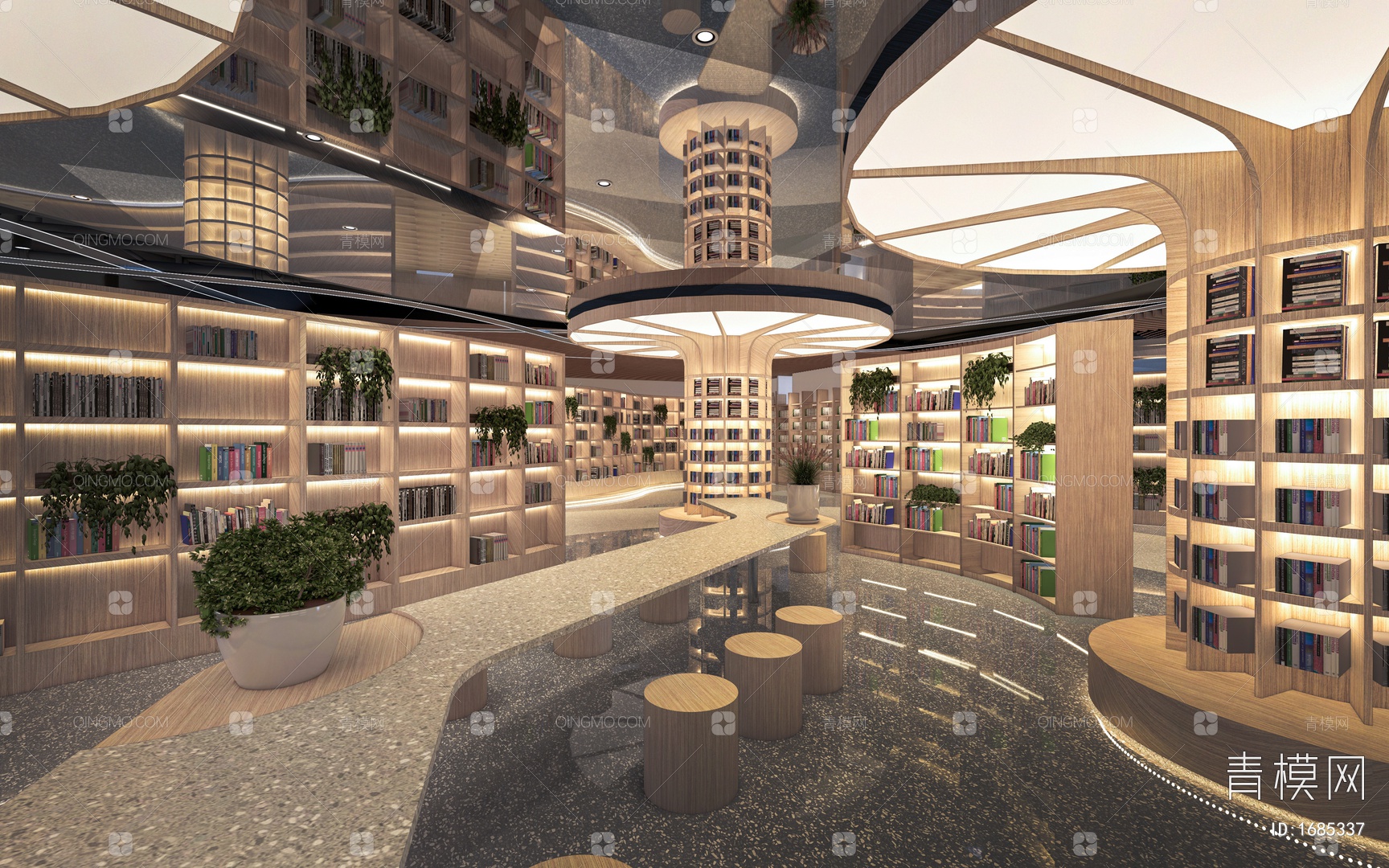 【图书馆 书吧 书架 阅览室 书店 书籍SU模型】-现代SU8.0Enscape有图书馆 书吧 书架 阅览室 书店 书籍SU模型下载 ...