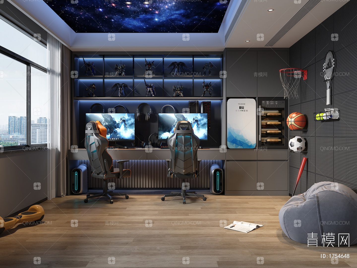 【电竞房3D模型】-现代VR有灯光有贴图MAX2016电竞房3d模型下载-ID1754648-免费3Dmax模型库 - 青模3d模型网