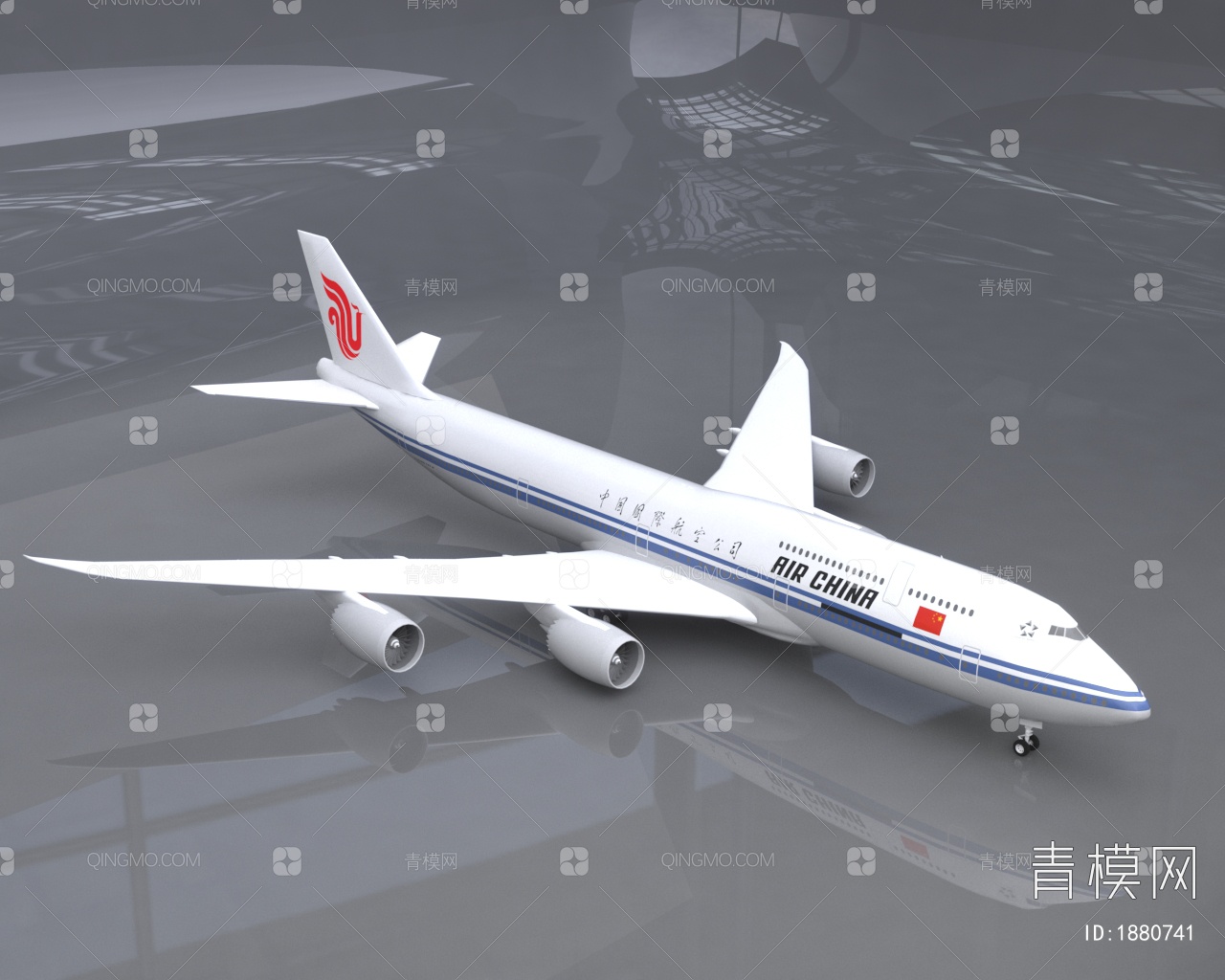 【中国国际航空公司波音747客机飞机简配版3d模型】 现代vr有灯光有贴图max2016中国国际航空公司波音747客机飞机简配版3d模型下载 