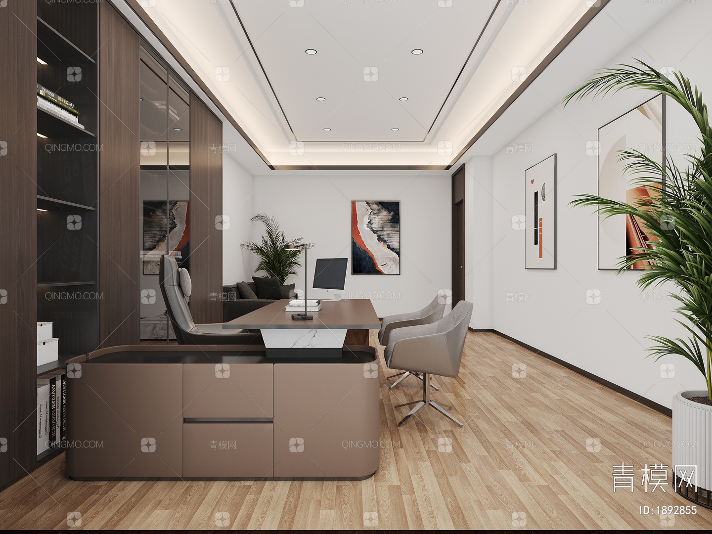 【经理办公室3D模型】-现代CR有灯光有贴图MAX2016经理办公室3d模型下载-ID1892855-免费3Dmax模型库 - 青模3d模型网