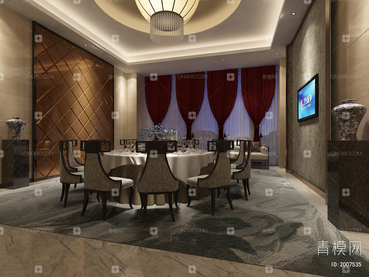 【海鲜店包厢3D模型】-现代VR有灯光有贴图MAX2016海鲜店包厢3d模型下载-ID2007535-免费3Dmax模型库 - 青模3d模型网