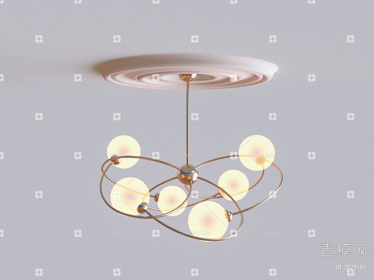 【球形金属吊灯3D模型】-现代VR有灯光有贴图MAX2016球形金属吊灯3d模型下载-ID2029154-免费3Dmax模型库 - 青模3d模型网