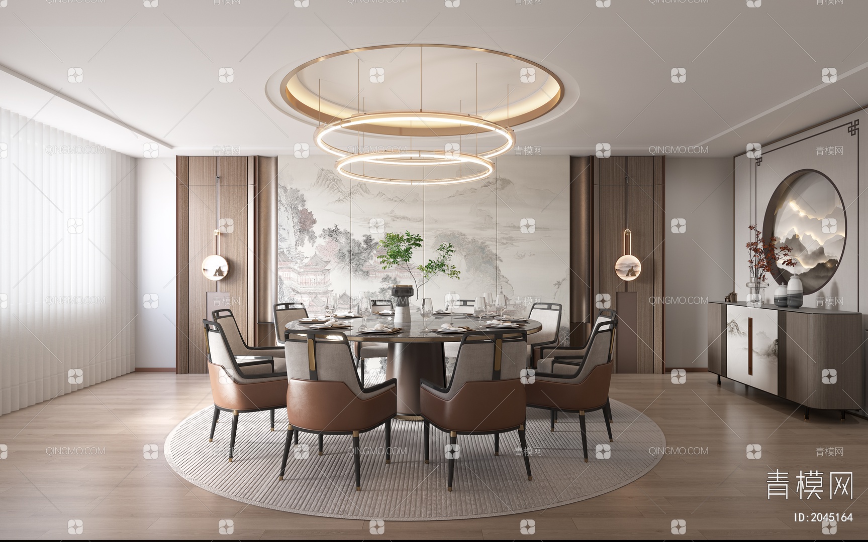 【餐厅包间 包房3D模型】-VR新中式有灯光有贴图MAX2016餐厅包间 包房3d模型下载-ID2045164-免费3Dmax模型库 - 青模 ...