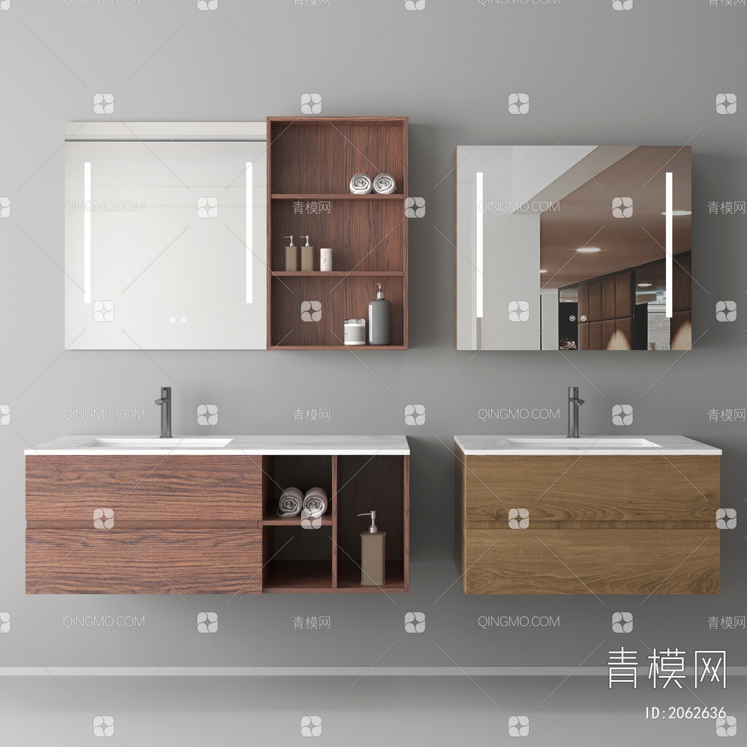 【卫浴柜 浴室柜 洗手台3D模型】-现代VR有灯光有贴图MAX2016卫浴柜 浴室柜 洗手台3d模型下载-ID2062636-免费3Dmax ...