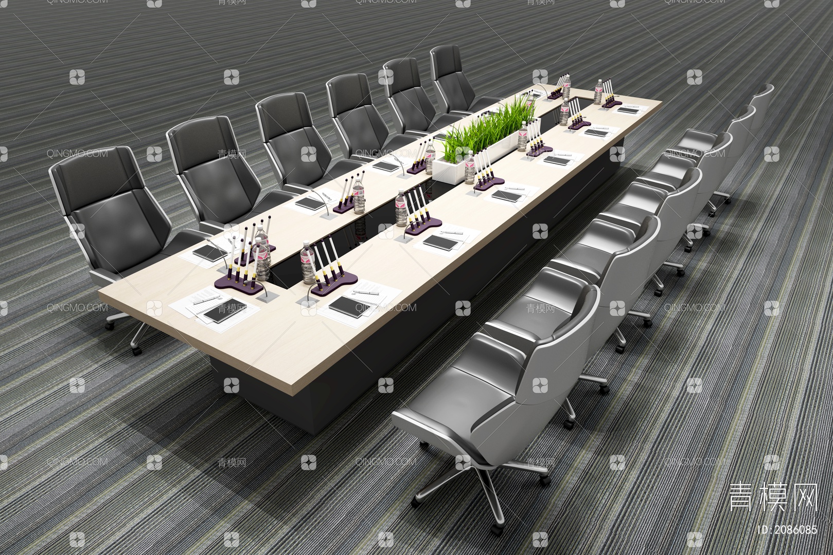 【会议桌椅组合 会议桌 办公椅 地毯3D模型】-现代VR有灯光有贴图MAX2016会议桌椅组合 会议桌 办公椅 地毯3d模型下载 ...