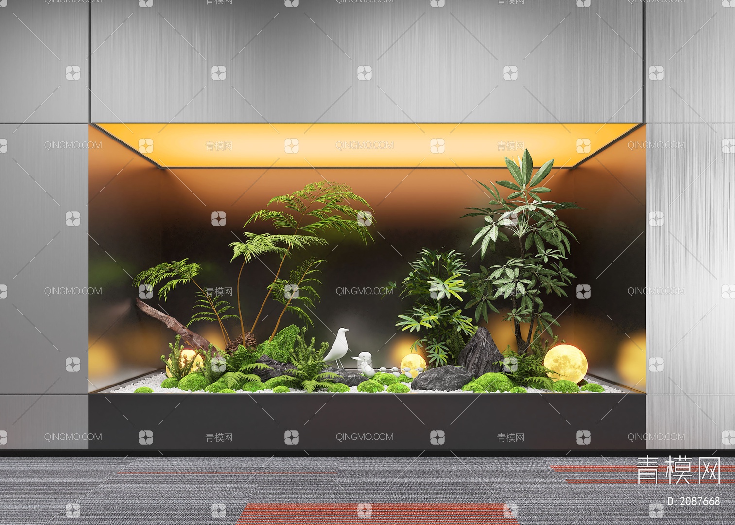 【室内景观造景3D模型】-现代VR有灯光有贴图MAX2016室内景观造景3d模型下载-ID2087668-免费3Dmax模型库 - 青模3d模型网
