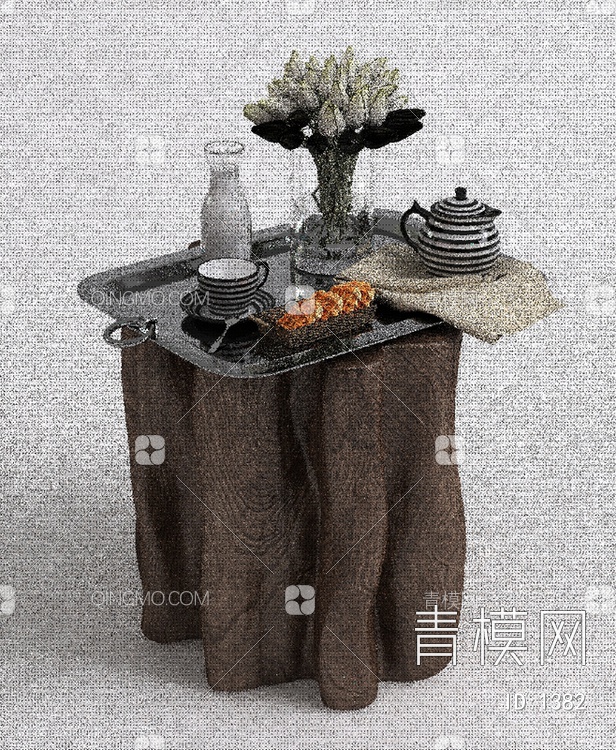 原木桩茶几凳子3D模型下载【ID:1382】