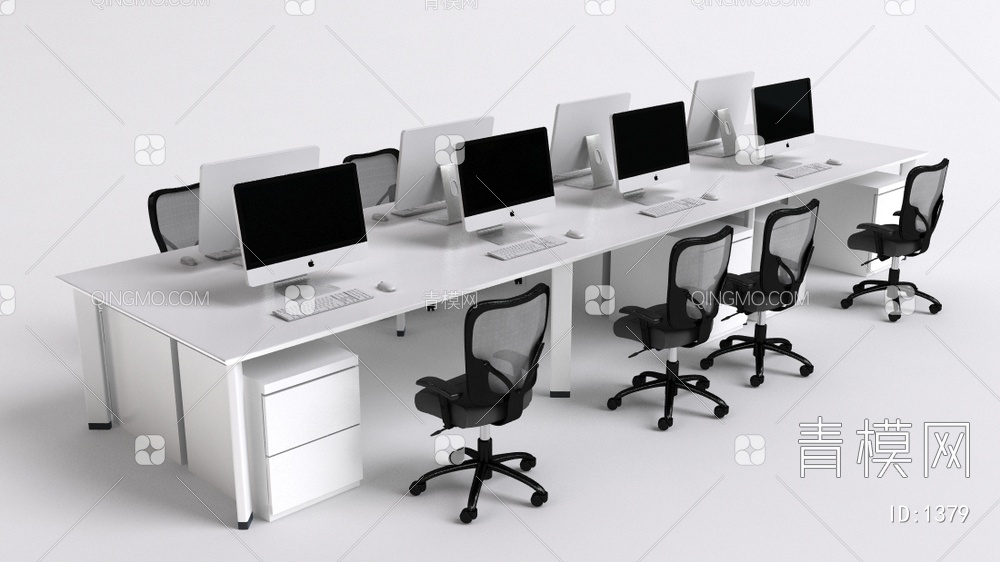 办公桌椅组合3D模型下载【ID:1379】