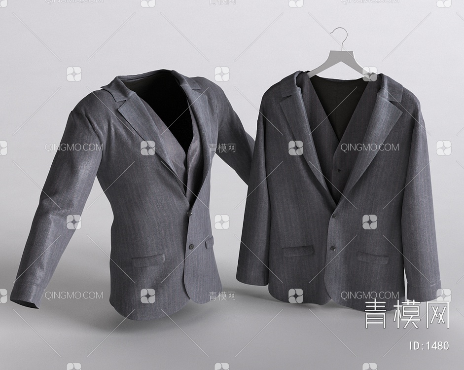 衣服西装长袖服装3D模型下载【ID:1480】
