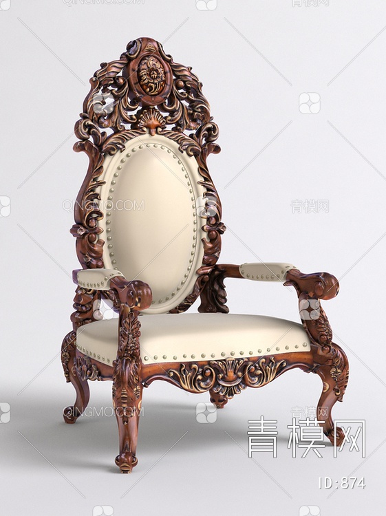 雕花椅3D模型下载【ID:874】
