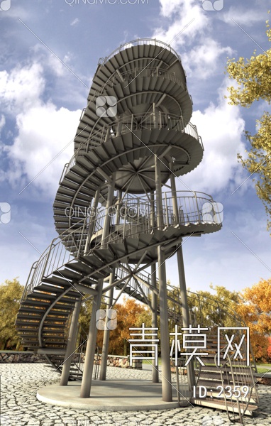 城市景观旋转楼梯观景台3D模型下载【ID:2359】