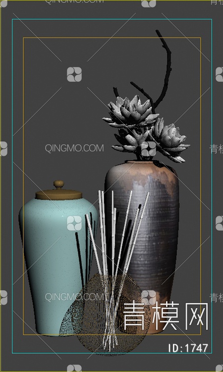 瓷器花瓶组合3D模型下载【ID:1747】