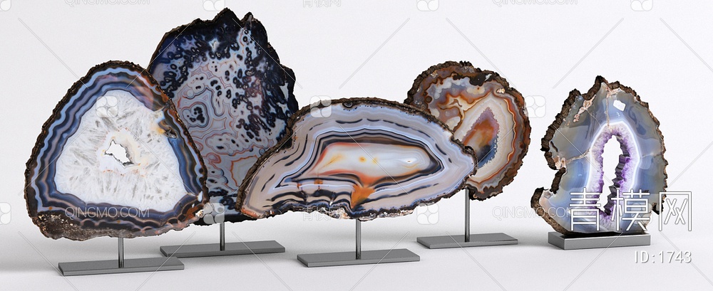 彩色矿石 聚宝盆3D模型下载【ID:1743】