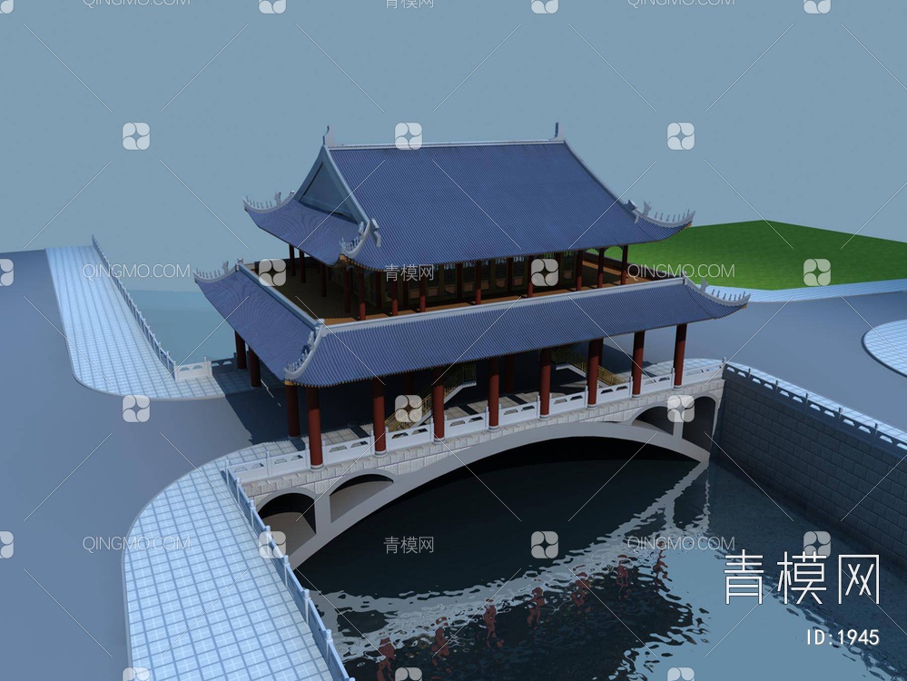 桥建筑风雨亭3D模型下载【ID:1945】