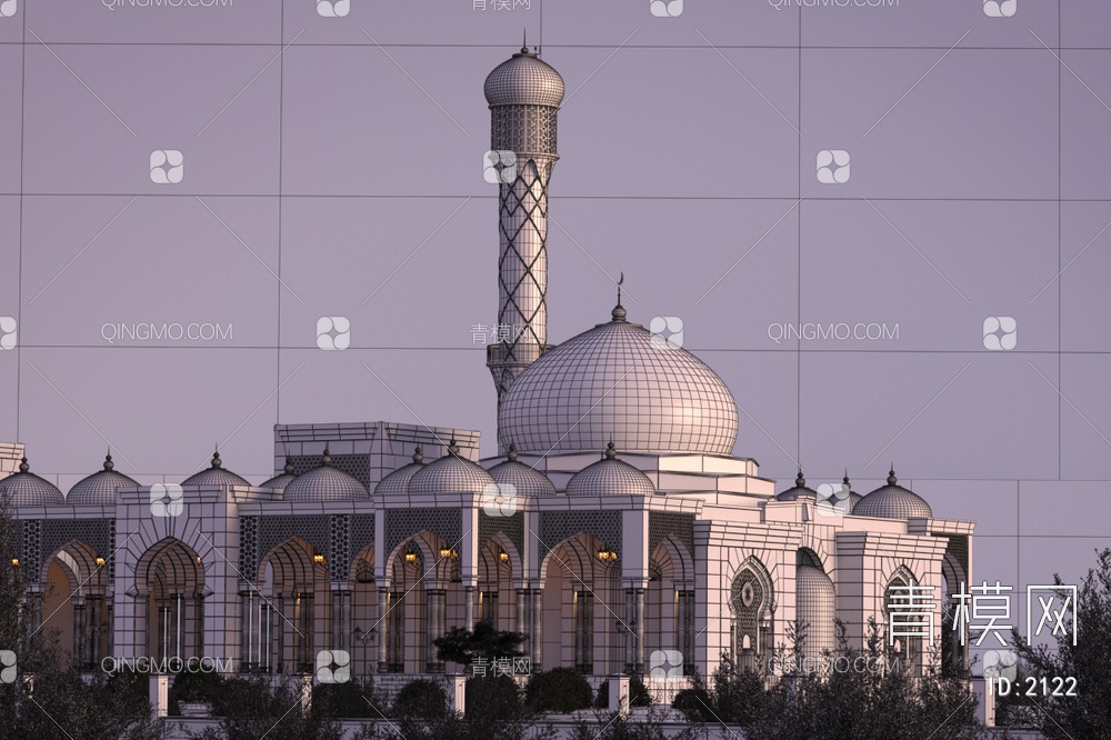 阿拉伯建筑清真寺3D模型下载【ID:2122】