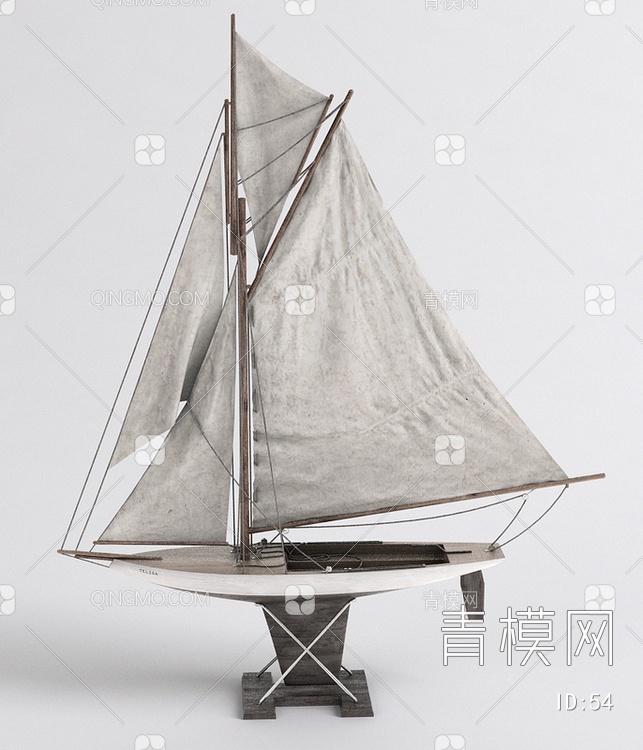 木质帆船3D模型下载【ID:54】