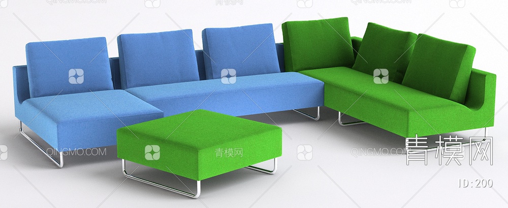 多人沙发3D模型下载【ID:200】