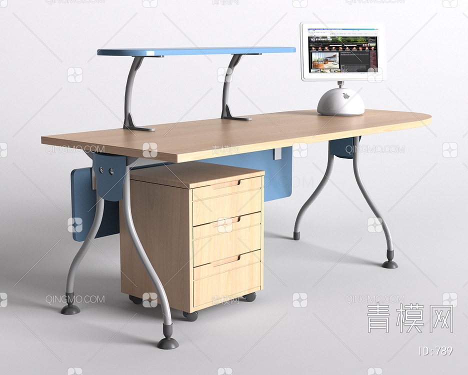 办公桌柜组合3D模型下载【ID:789】