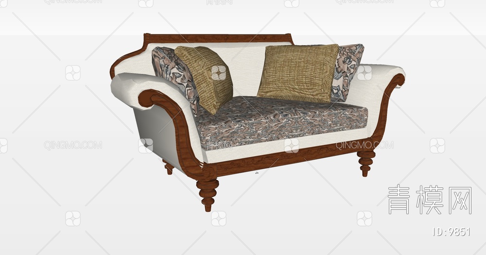 长型沙发SU模型下载【ID:9851】