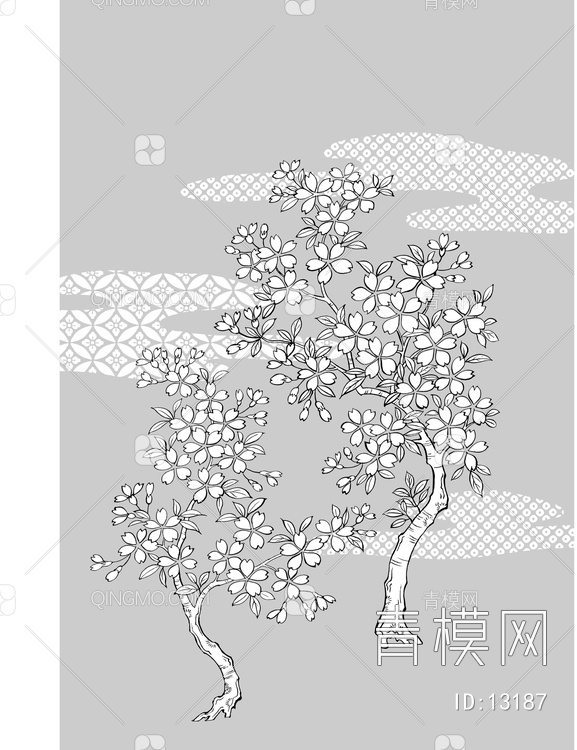 樱花、云彩、背景【ID:13187】