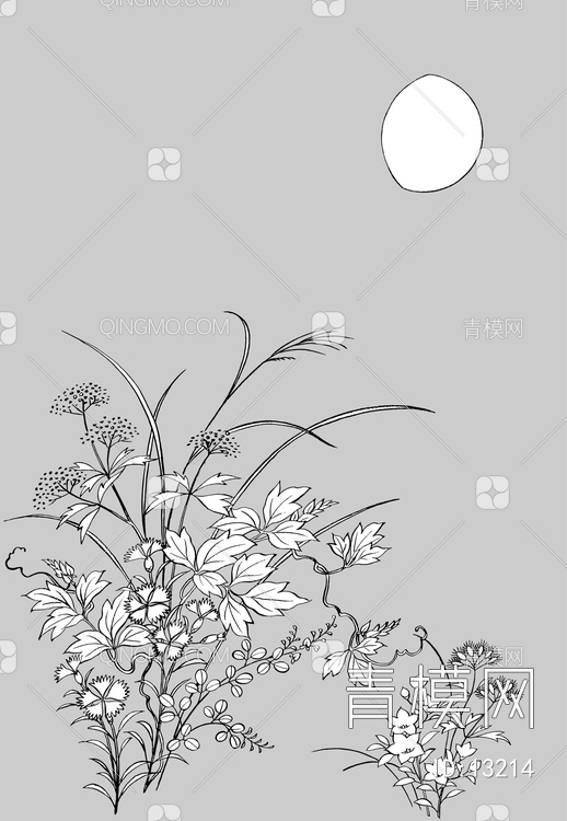 秋草与月亮【ID:13214】