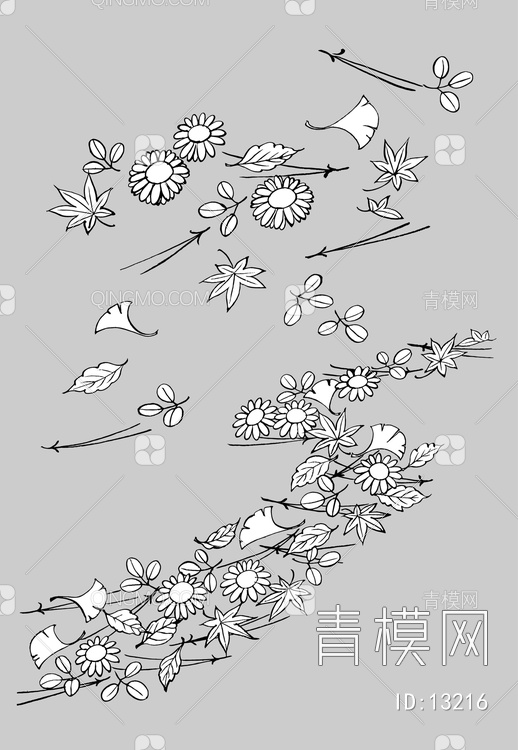 树叶与花卉【ID:13216】