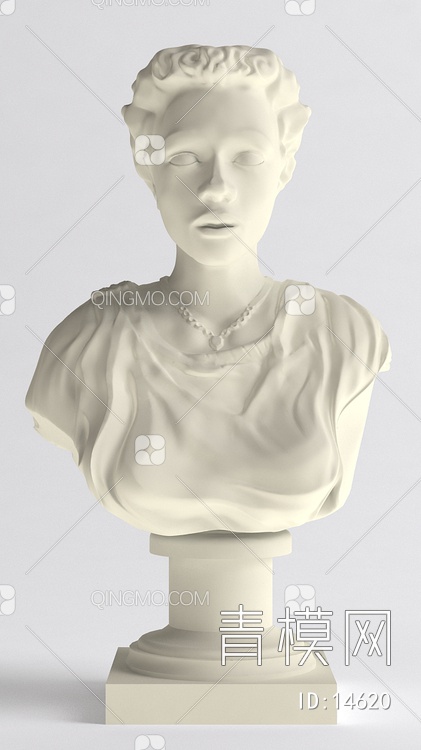西方半身人物雕塑3D模型下载【ID:14620】