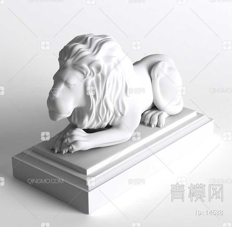 动物狮子雕塑3D模型下载【ID:14588】