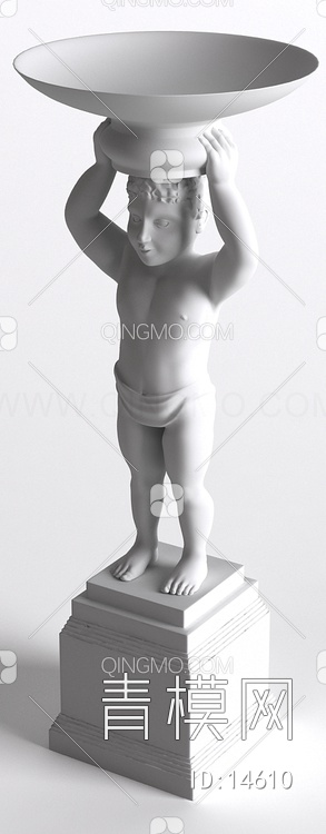 西方人物小孩雕塑3D模型下载【ID:14610】