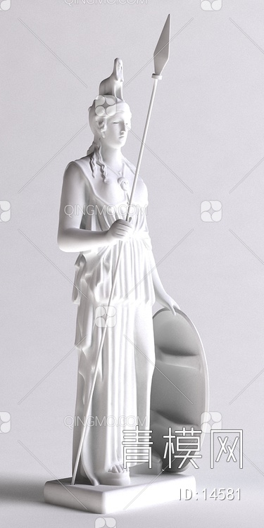 西方神话士兵人物雕塑3D模型下载【ID:14581】