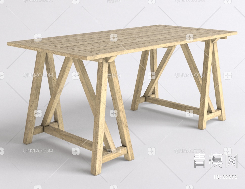 欧美长餐桌3D模型下载【ID:28258】
