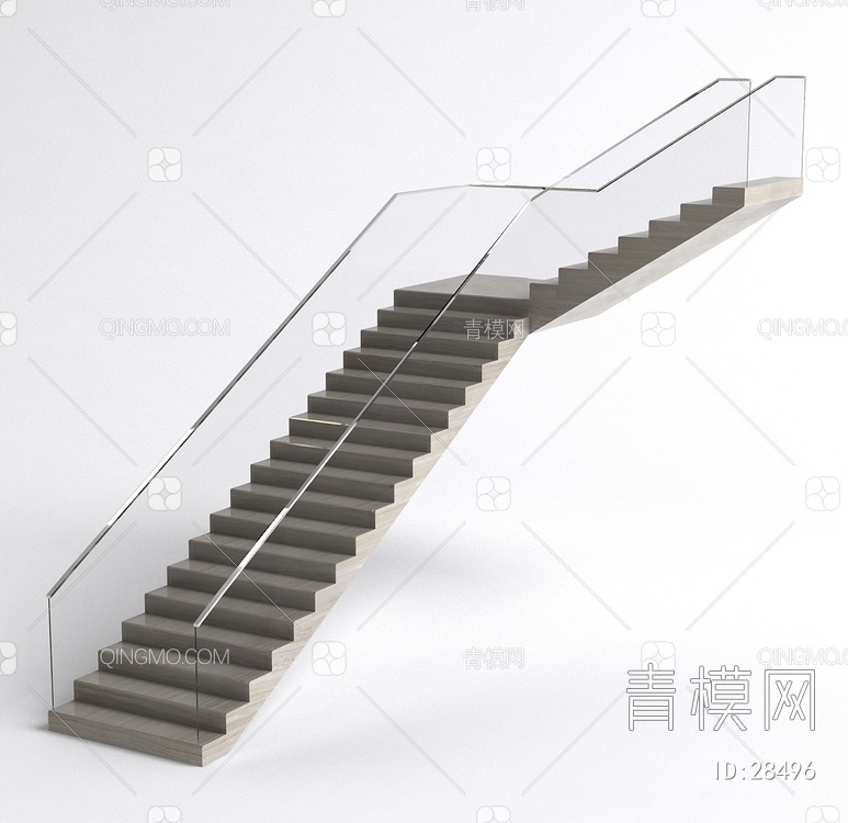 玻璃栏杆楼梯3D模型下载【ID:28496】