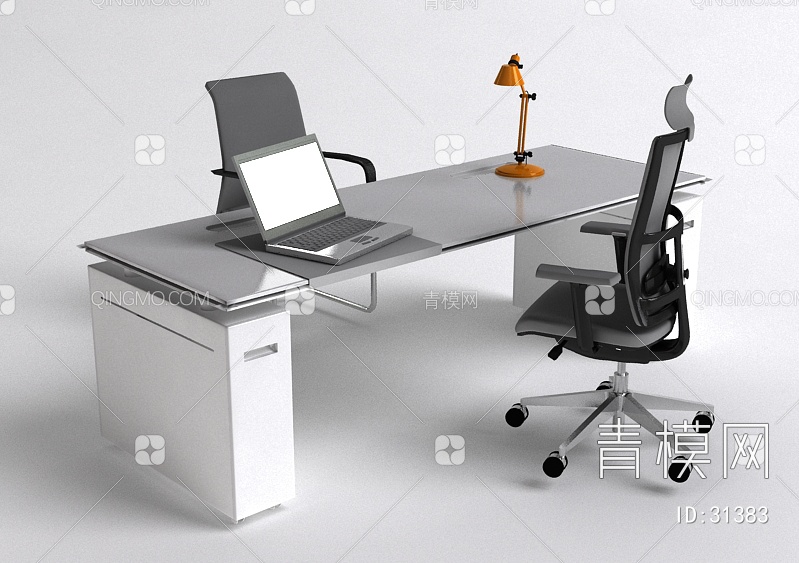 17年款办公桌桌椅3D模型下载【ID:31383】
