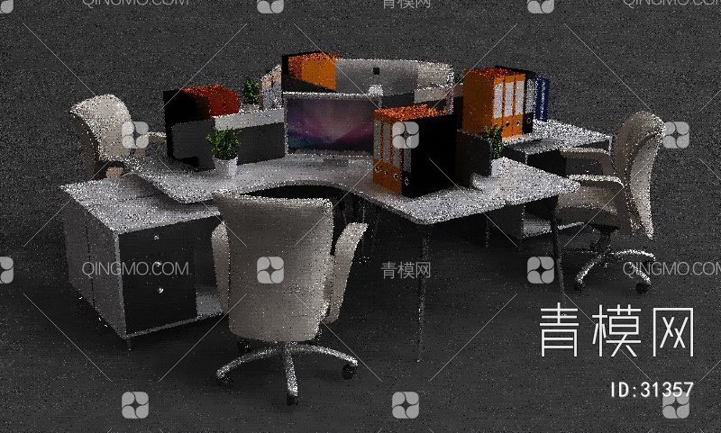 17年款办公桌3D模型下载【ID:31357】