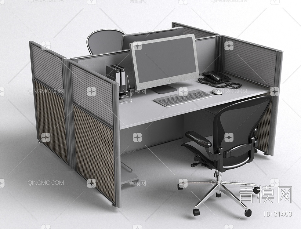 17年款办公桌椅组合3D模型下载【ID:31403】