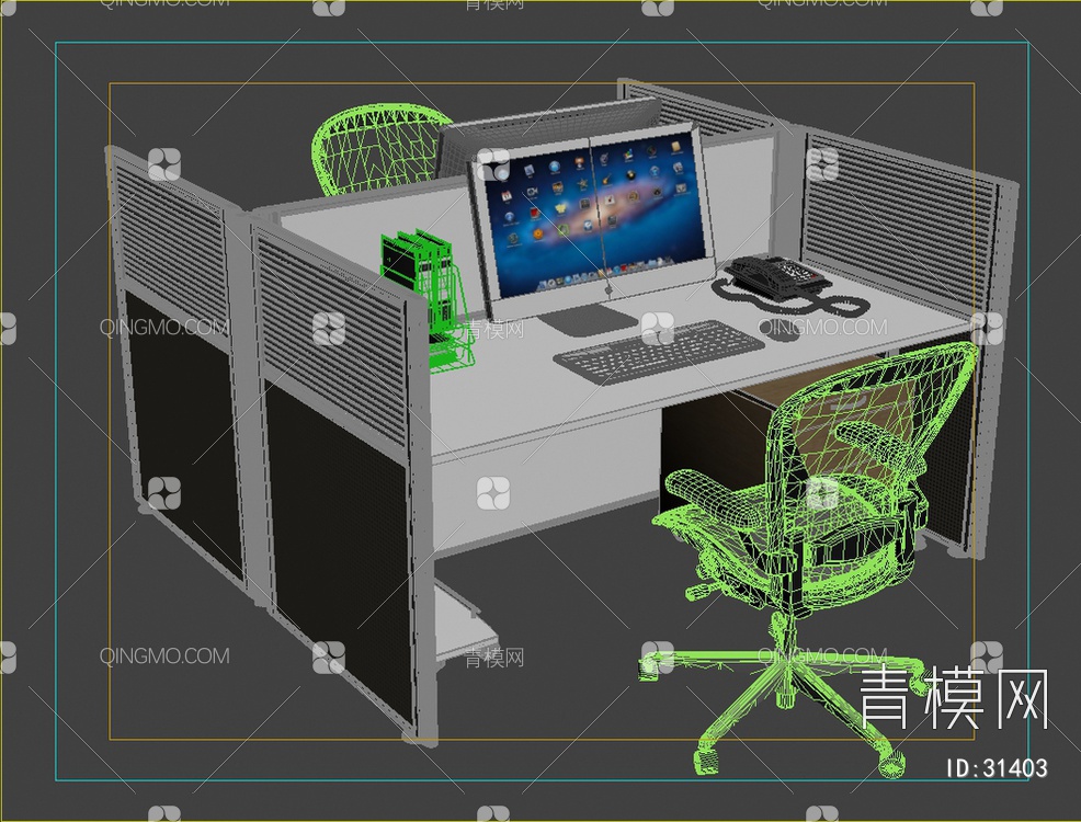 17年款办公桌椅组合3D模型下载【ID:31403】