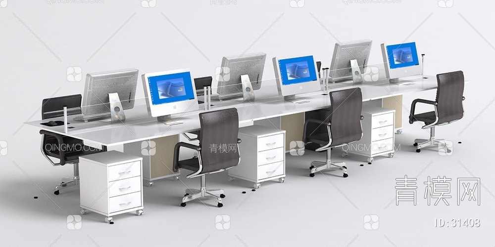 17年款办公桌椅组合3D模型下载【ID:31408】