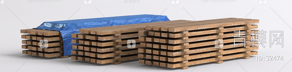 木料堆放3D模型下载【ID:32474】