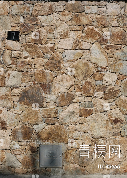 砖墙圆滑类石材-砖墙-圆滑类贴图下载【ID:45666】