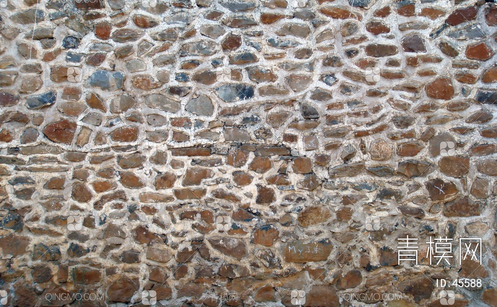 砖墙圆滑类石材-砖墙-圆滑类贴图下载【ID:45588】