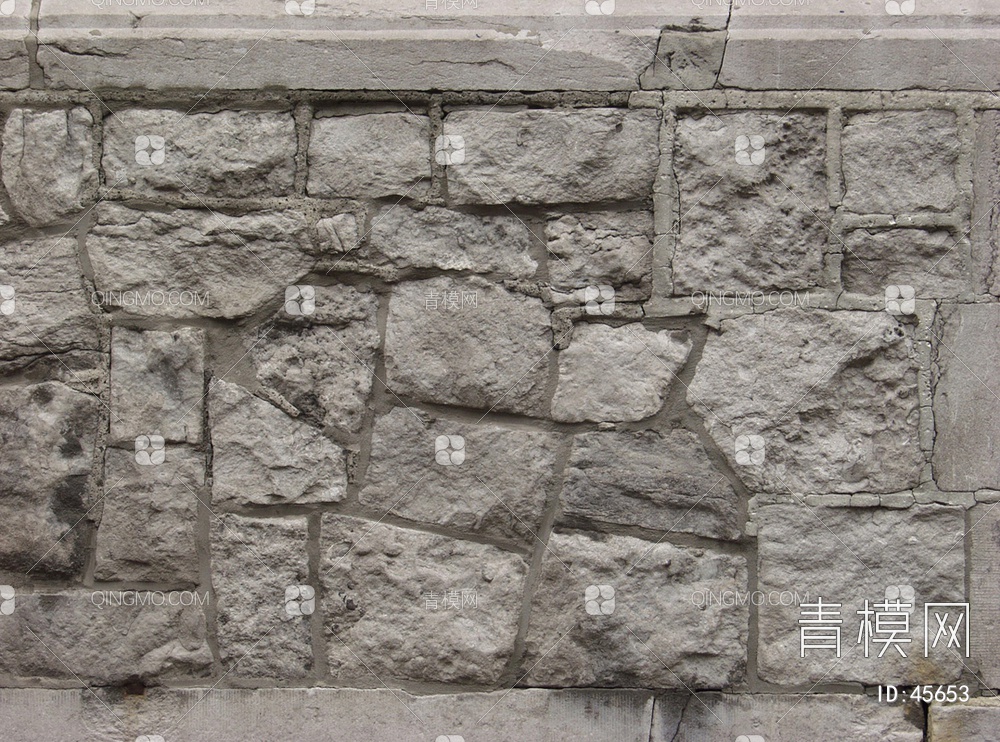 砖墙圆滑类石材-砖墙-圆滑类贴图下载【ID:45653】