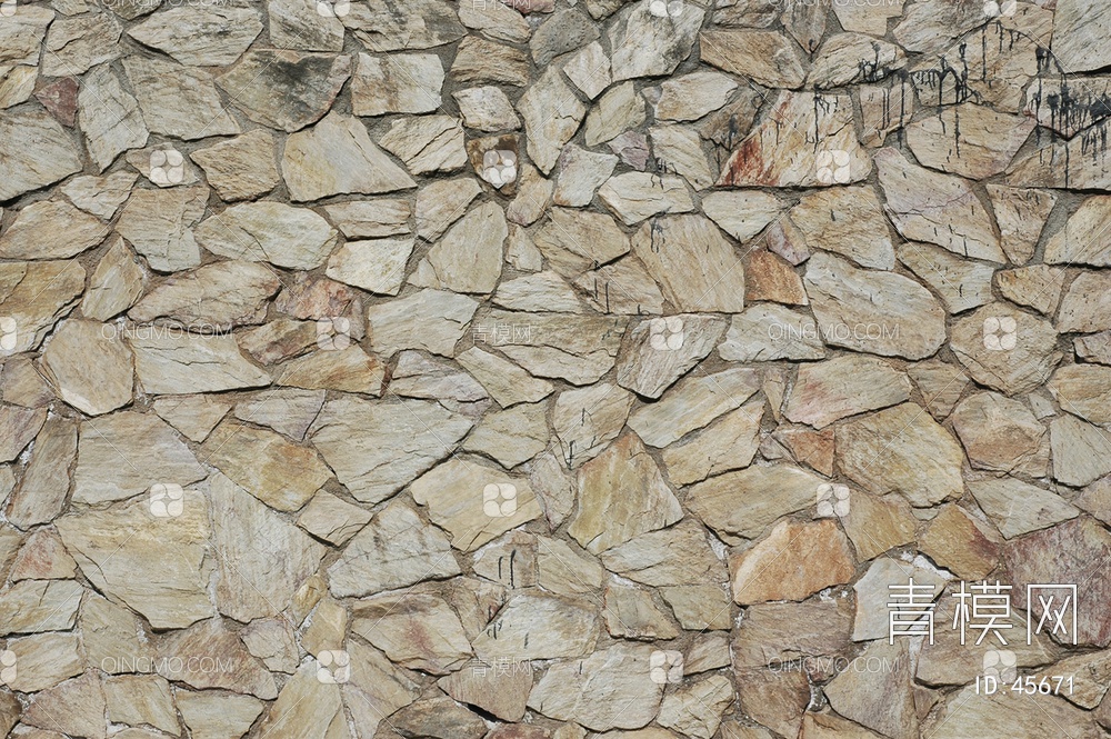 砖墙圆滑类石材-砖墙-圆滑类贴图下载【ID:45671】