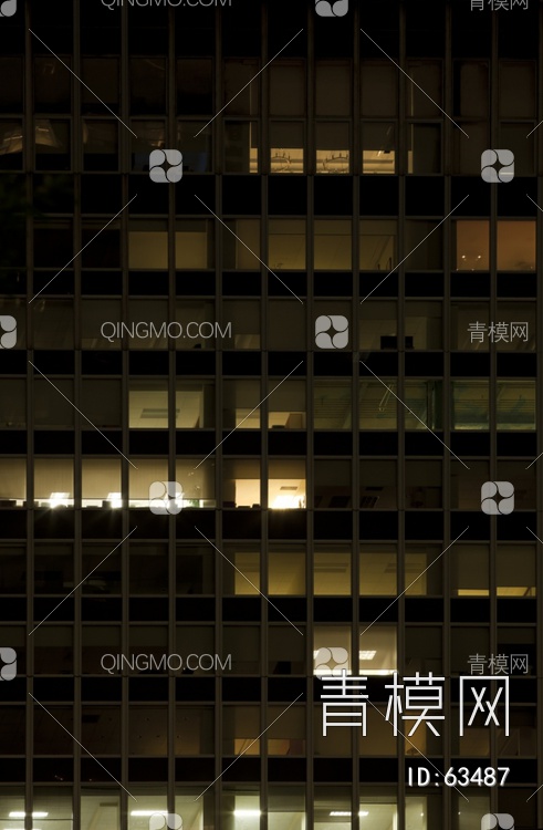夜景玻璃反射高楼贴图下载【ID:63487】